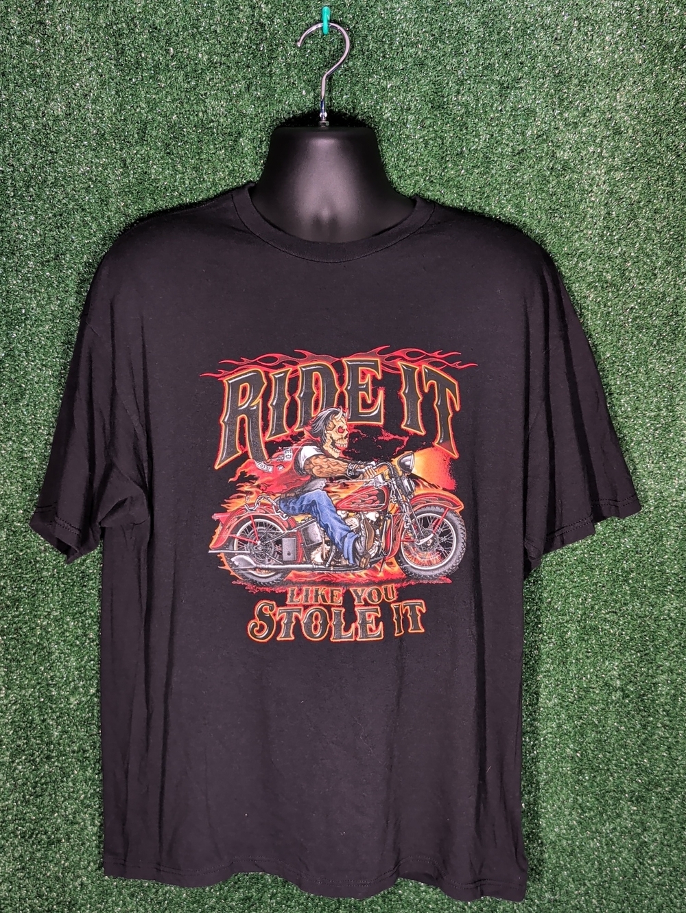 Vintage Y2K ride like you stole it skeleton flames tee Size 2XL